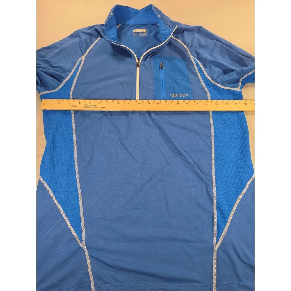 Marmot Mens Blue Quarter Zip Pullover Mesh Panel Athletic Hiking Top Large